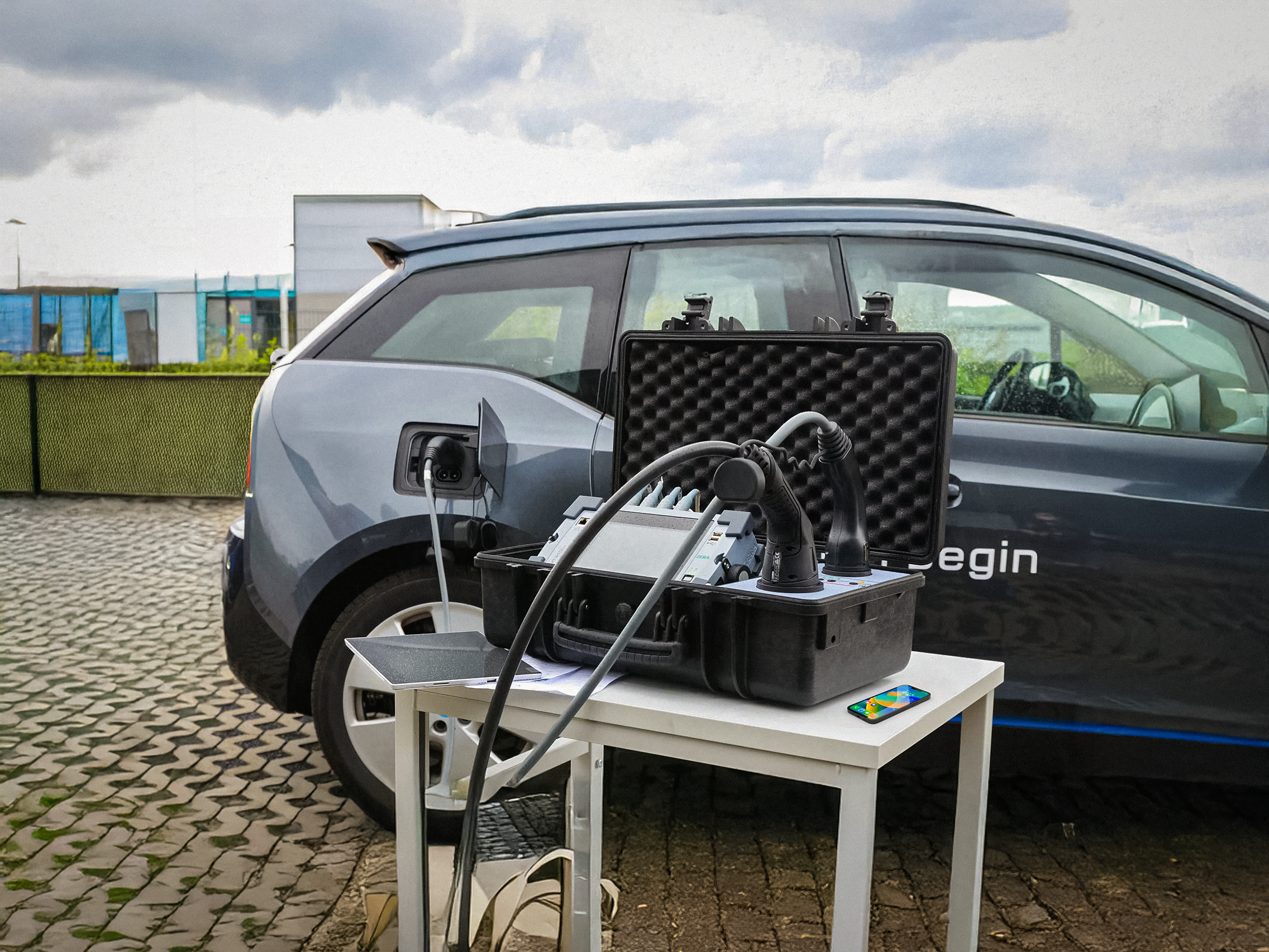 testing ev charging station on site emob
